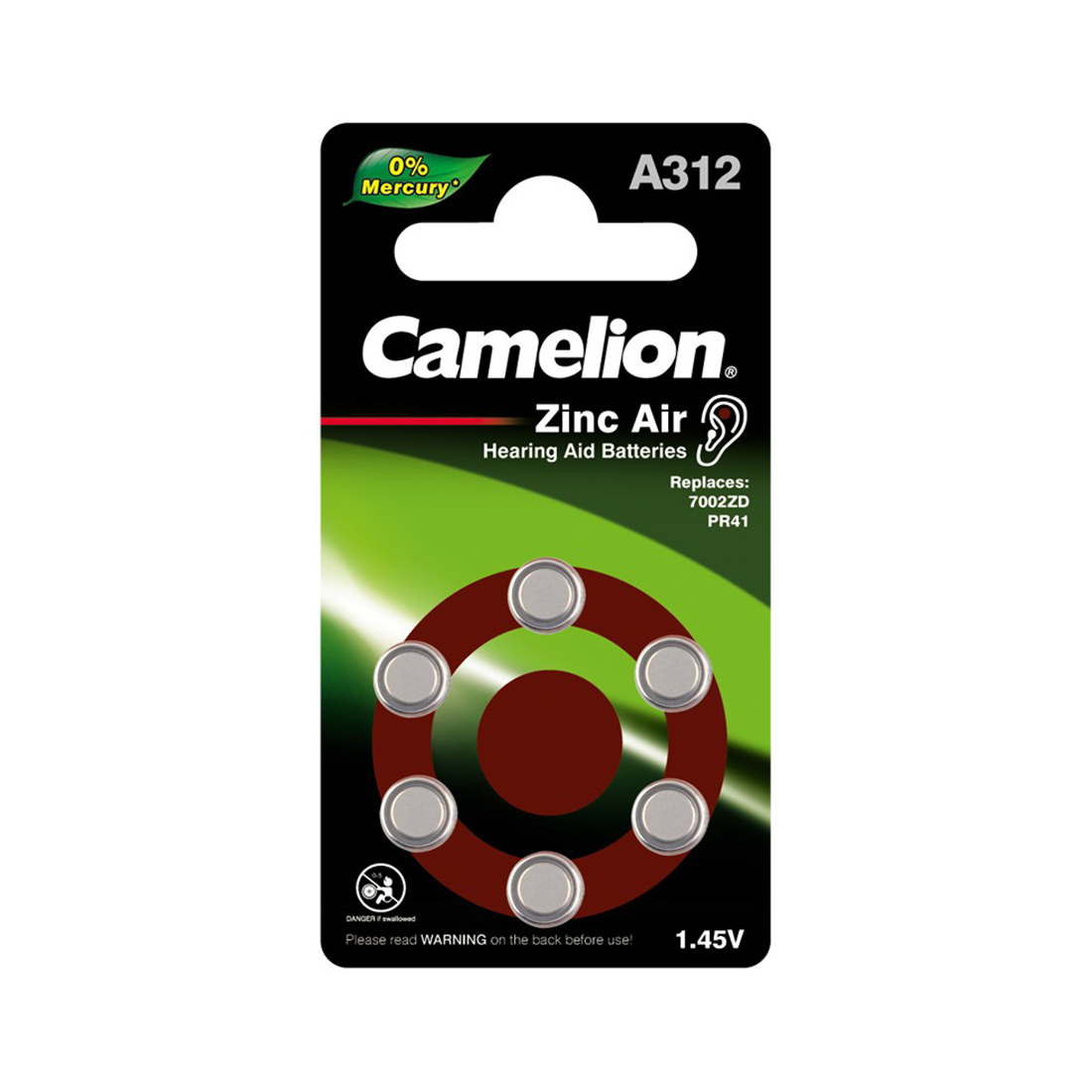 ��������� CAMELION Zinc Air A312-BP6(0%Hg) 6 ��. � ��������
