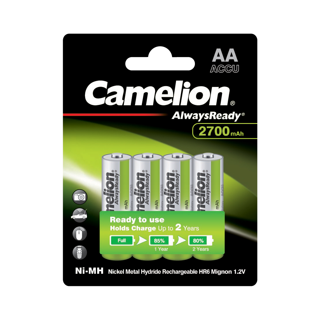 ����������� CAMELION AlwaysReady Ni-MH Rechargeable NH-AA2700ARBP4 4 ��. � ��������