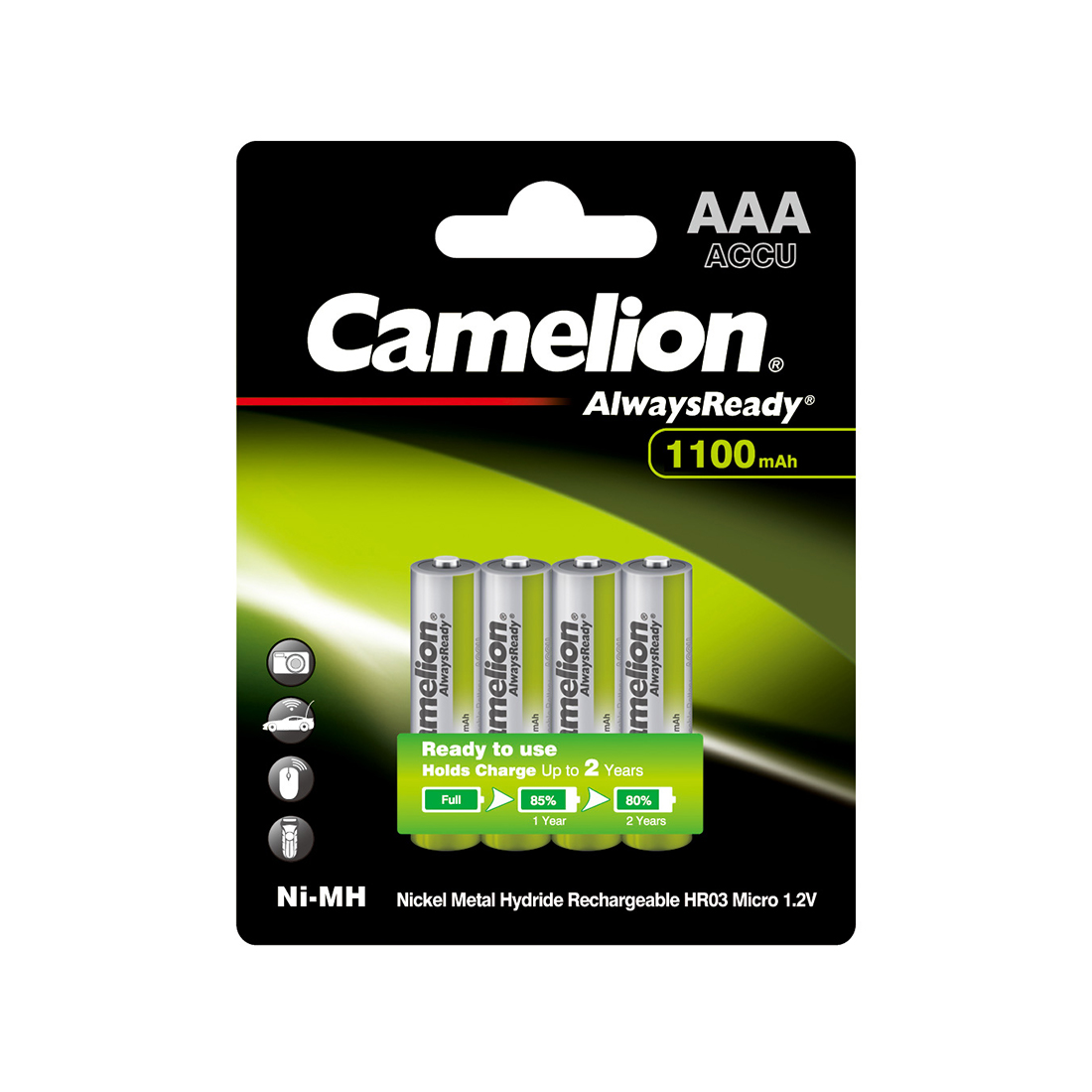 ����������� CAMELION AlwaysReady Ni-MH Rechargeable NH-AAA1100ARBP4 4 ��. � ��������
