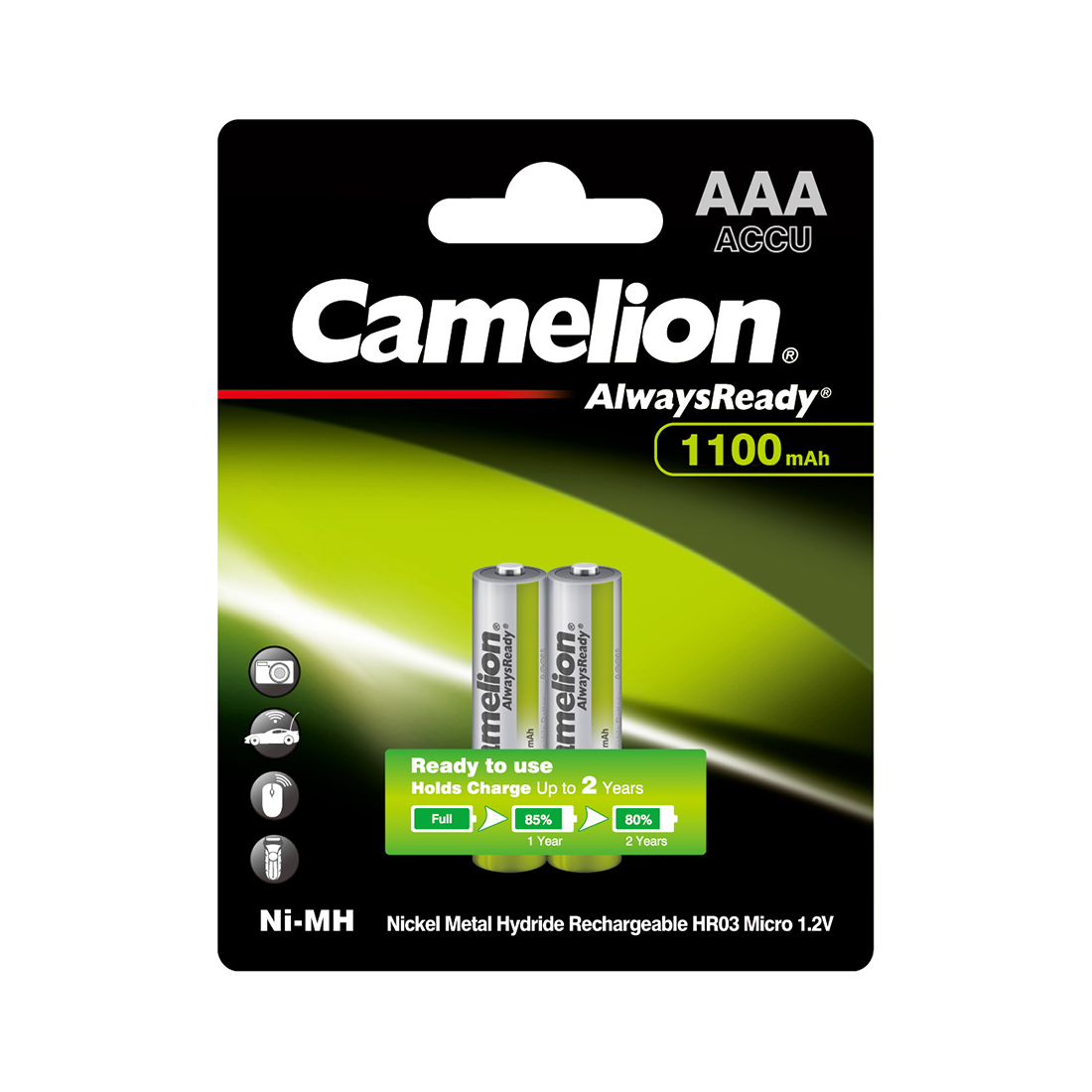 ����������� CAMELION AlwaysReady Ni-MH Rechargeable NH-AAA1100ARBP2 2 ��. � ��������